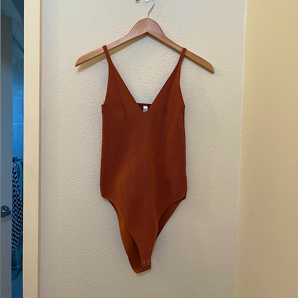 Wishlist Rust Ribbed Knit Bodysuit Women’s Medium Longhorn SEE VIDEO